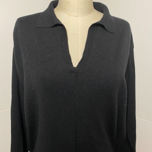Black V-Neck with Collar Sweater - Size M/L - Picture 2 of 4